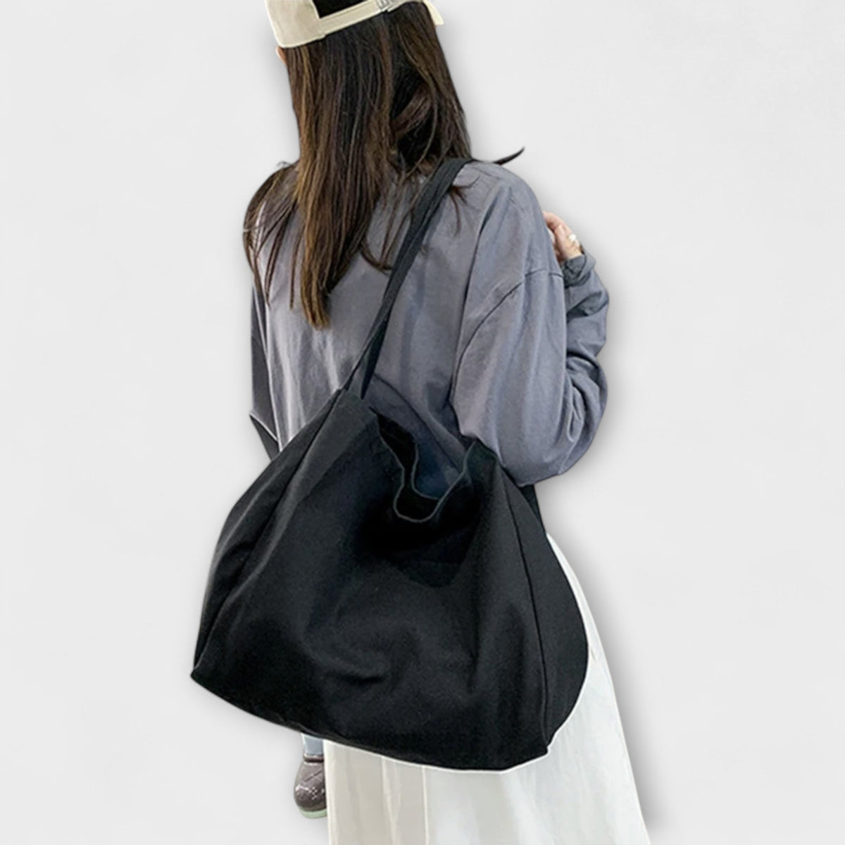 Slouchy Canvas Shoulder Tote Bag
