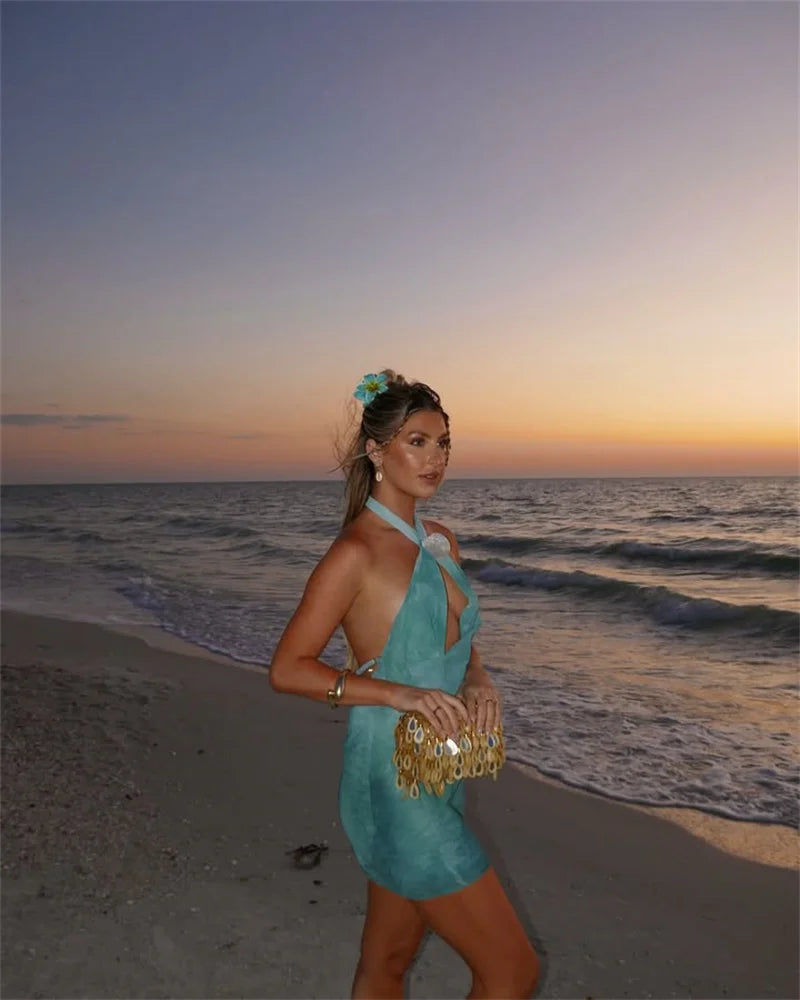 Ariel | Shell Halter Top Dark Cyan
