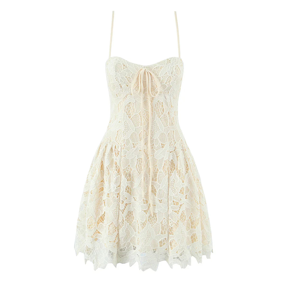 NERINA LACE MINI DRESS Beige