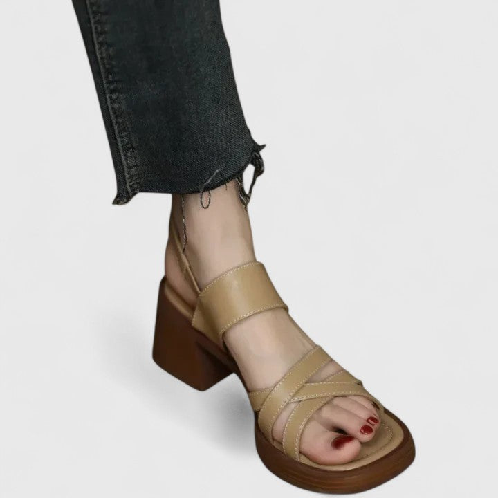 Open Toe Strappy Slingback Platform Block Heel Sandals