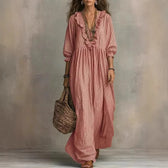 Ruffle V-Neck Long Sleeve Maxi Dress 2