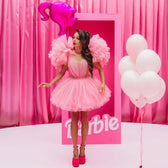 Pink Tulle Ruffled A-Line Party Dress