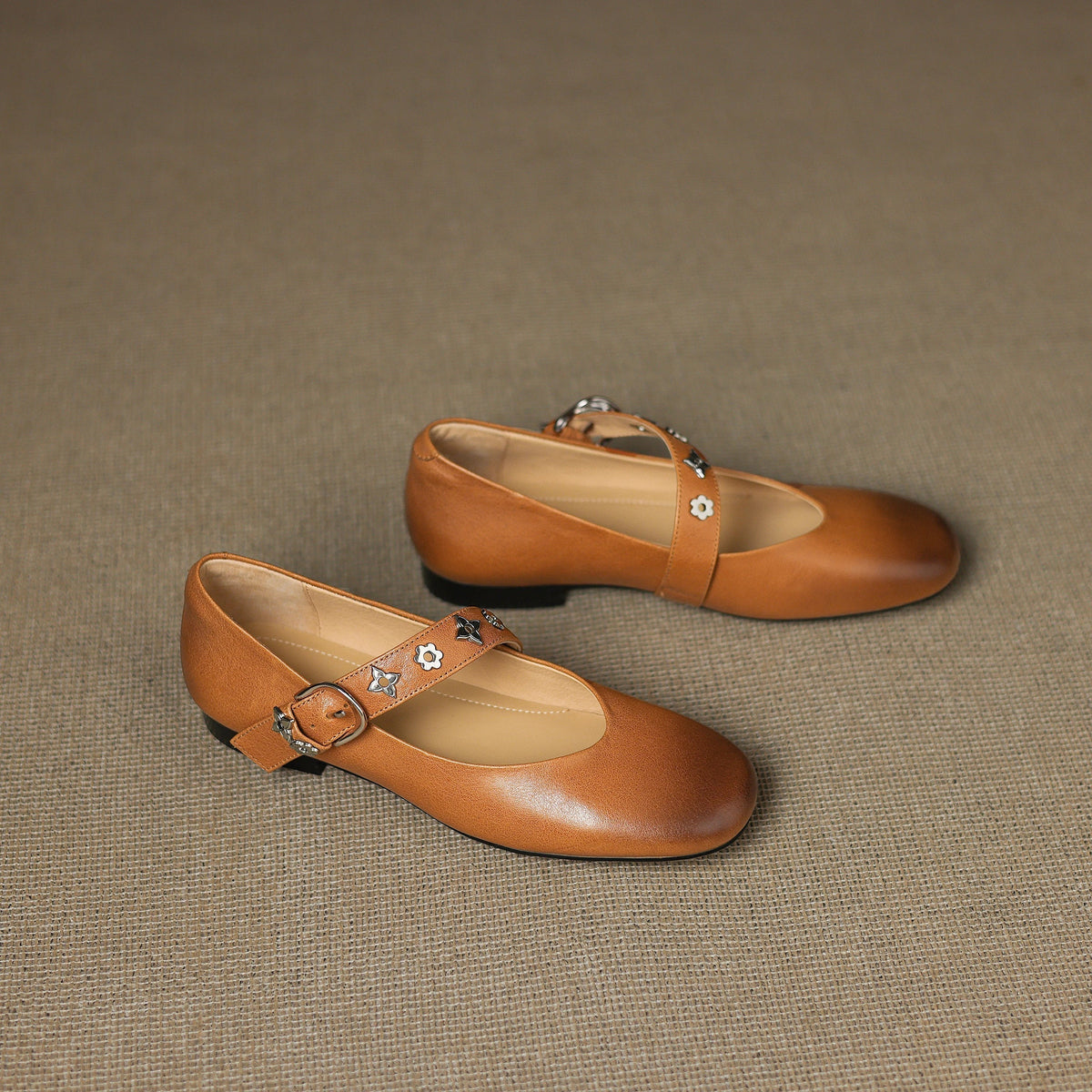 Square Toe Buckle Strap Mary Jane Flats