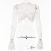 Lace Sheer Mesh Crop Top