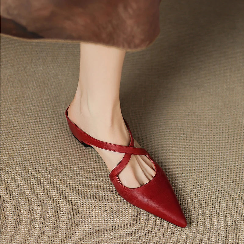 Pointed Toe Cross Strap Flats