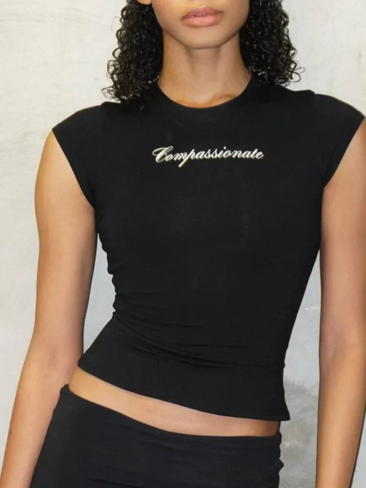 Y2K Letter Print Crop Top