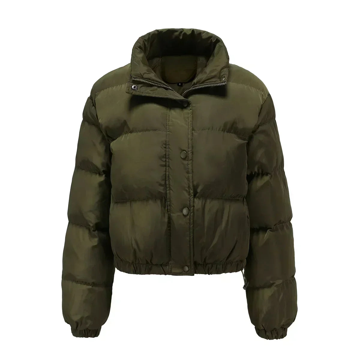 Stand Collar Long Sleeve Cropped Puffer Jacket