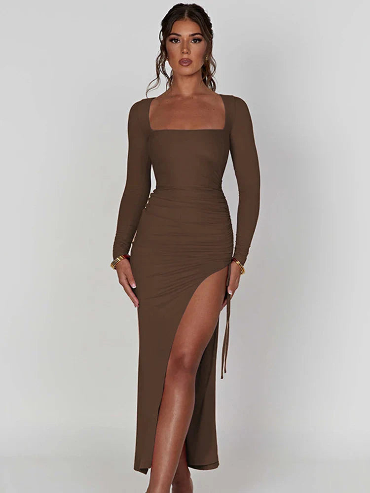 ELIDA MAXI DRESS Brown