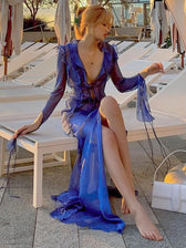 See Through Mesh Tie Up Midi Dress 5