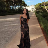One Shoulder Mesh Flower Floral Dress 3