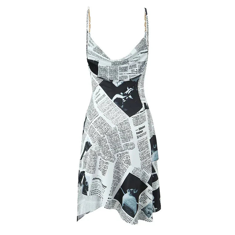 HANA NEWSPAPER MINI DRESS