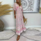 Floral V-Neck Flutter Sleeve Tiered Maxi Dress 2