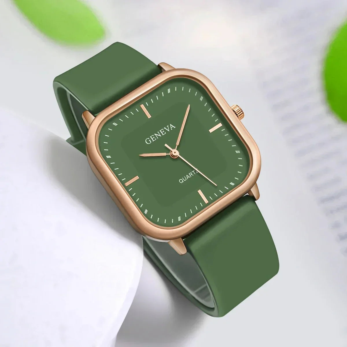Square Dial Silicone Strap Watch
