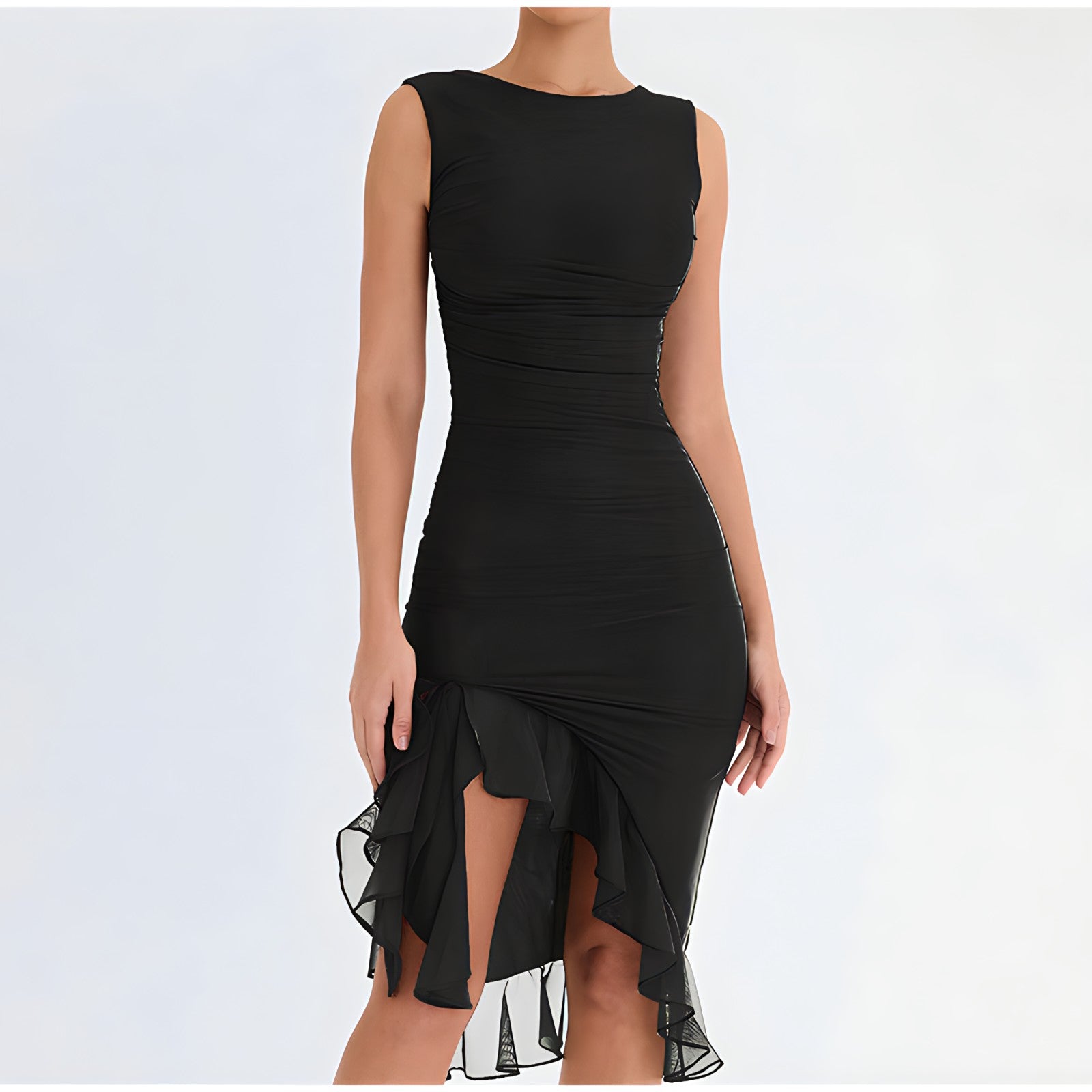 Elevated Irene Midi Dress with Ruffles Occasion Wear