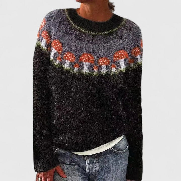 Fair Isle Crew Neck Long Sleeve Knit Sweater