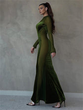 O Elegant Arm Dresses Fashion Full-Length Through Fall Party Gown Club Neck for Outfits Sexy - Long Mesh Patchwork See Women