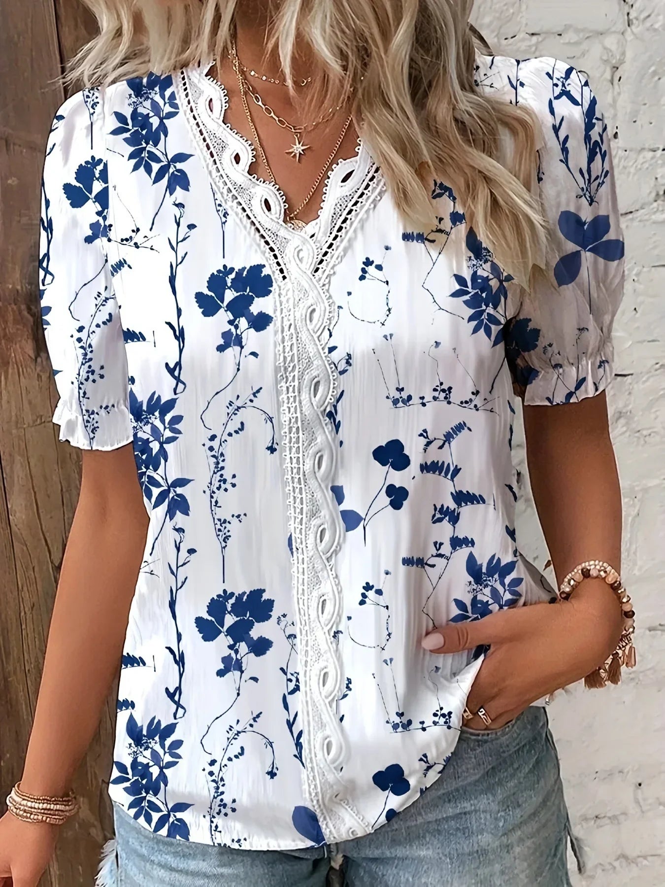 Ruffle Elegant Print Tshirt