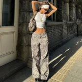 Leopard Print Stylish Straight Trousers