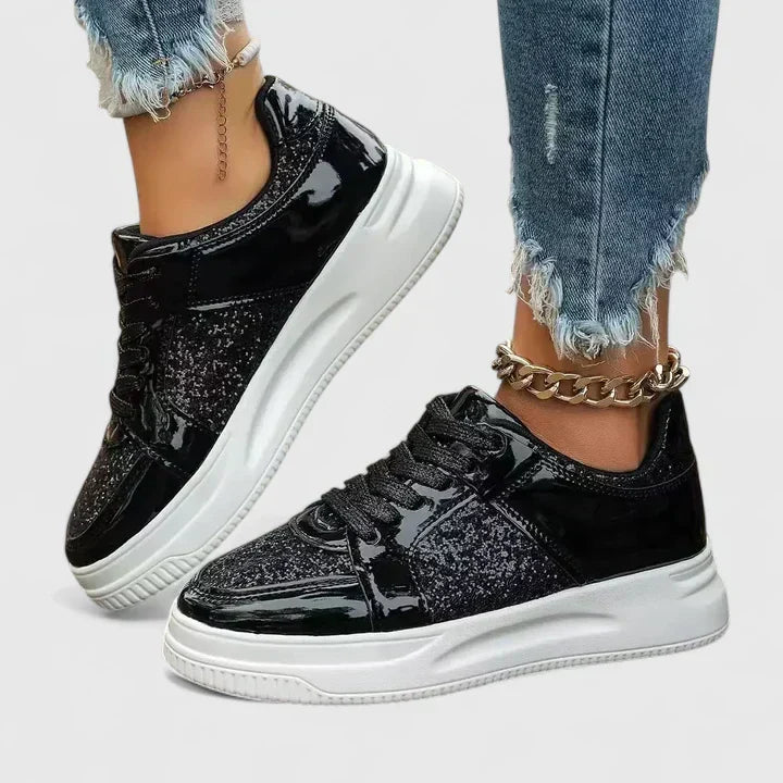 Glitter Lace Up Platform Sneakers