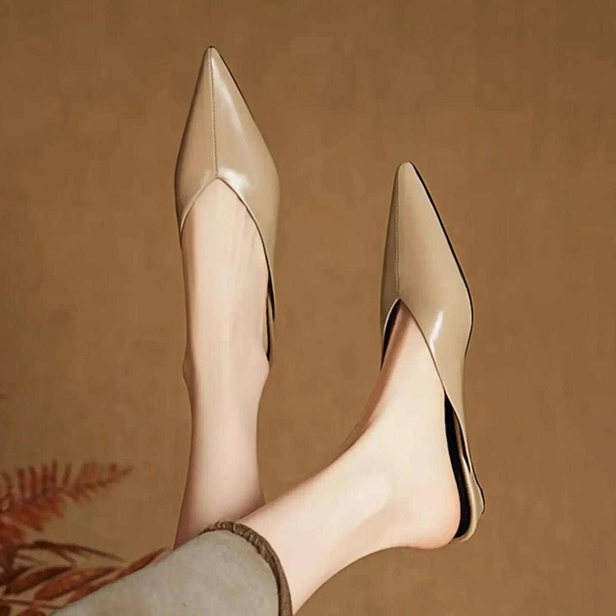 Pointed Toe Slip On Backless Wedge Mules