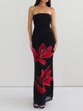 Strapless Floral Print Bodycon Maxi Dress 11