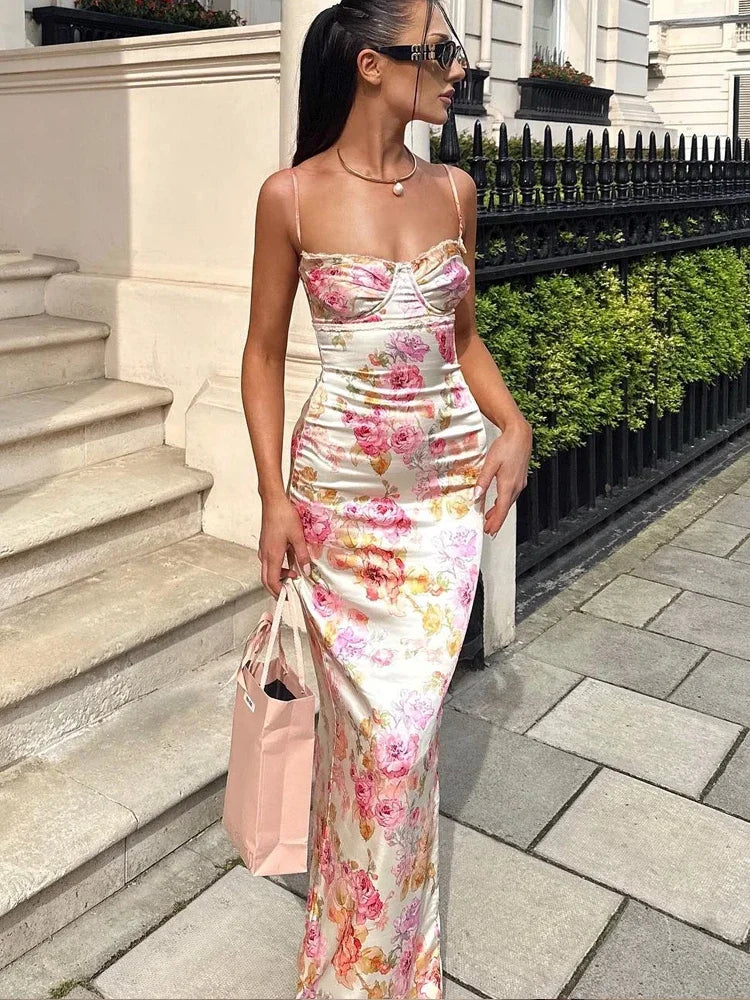 Spaghetti Strap Chic Maxi Floral Dress