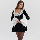 Velvet Lace Patchwork Wrap Mini Dress 2