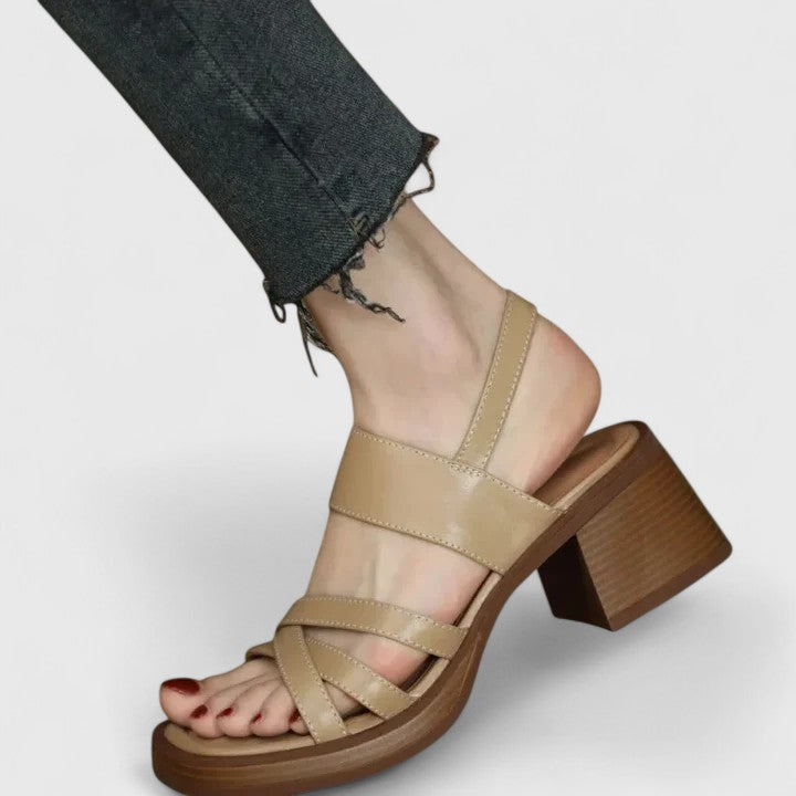 Open Toe Strappy Slingback Platform Block Heel Sandals