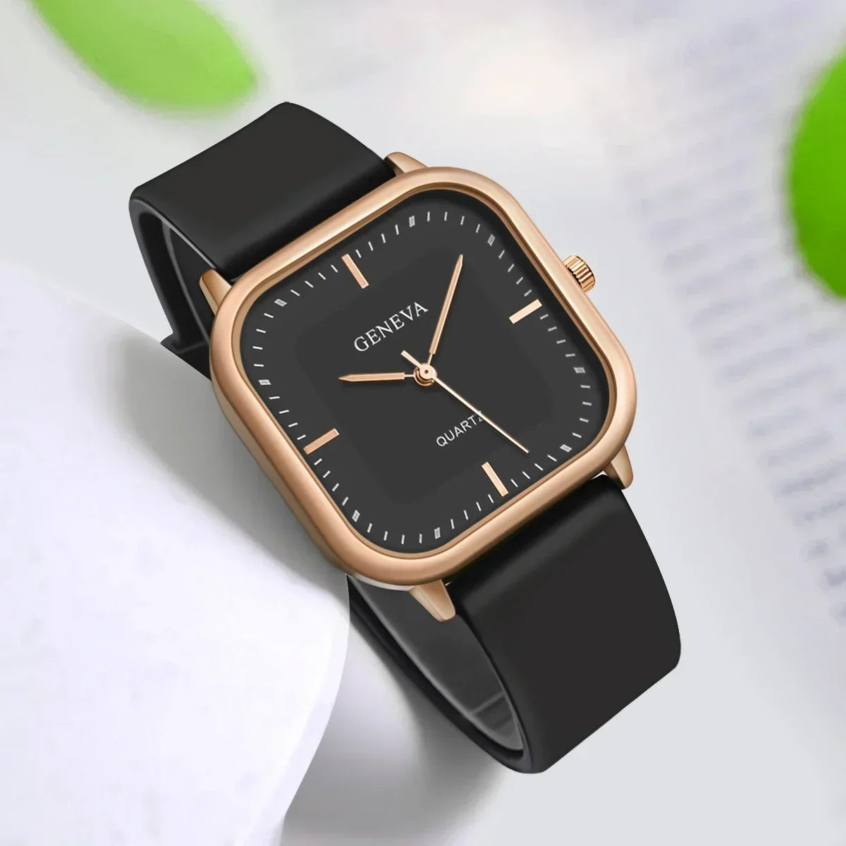 Square Dial Silicone Strap Watch