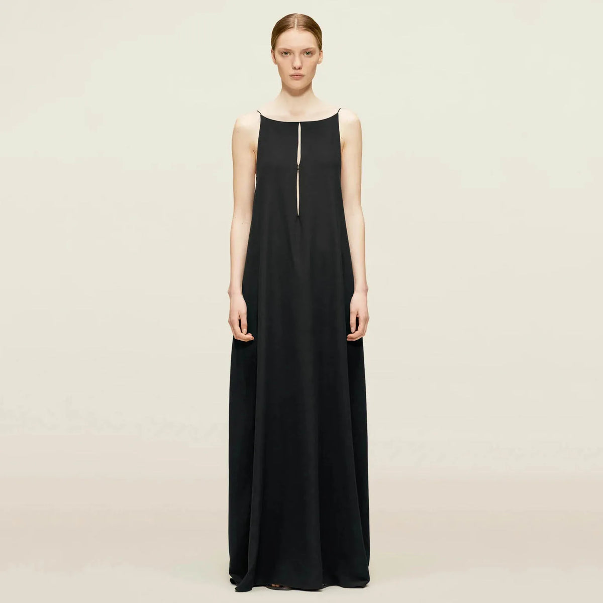 Satin Sleeveless Keyhole Cut Out Front Open Back Maxi Slip Dress 4