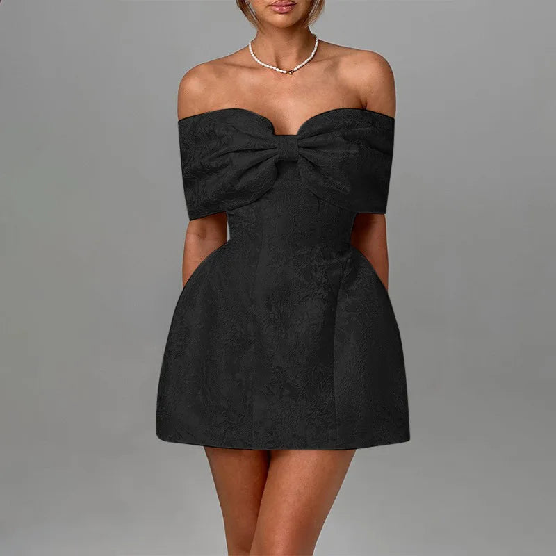 Jacquard Bow Strapless Backless Mini Dress 6