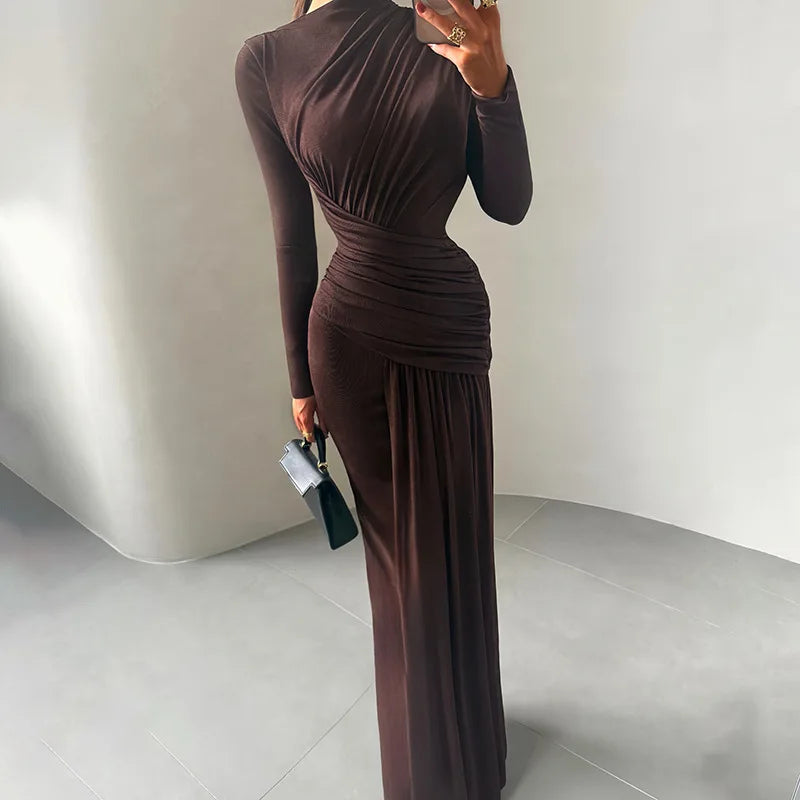 FERN RUCHED MAXI DRESS Coffee