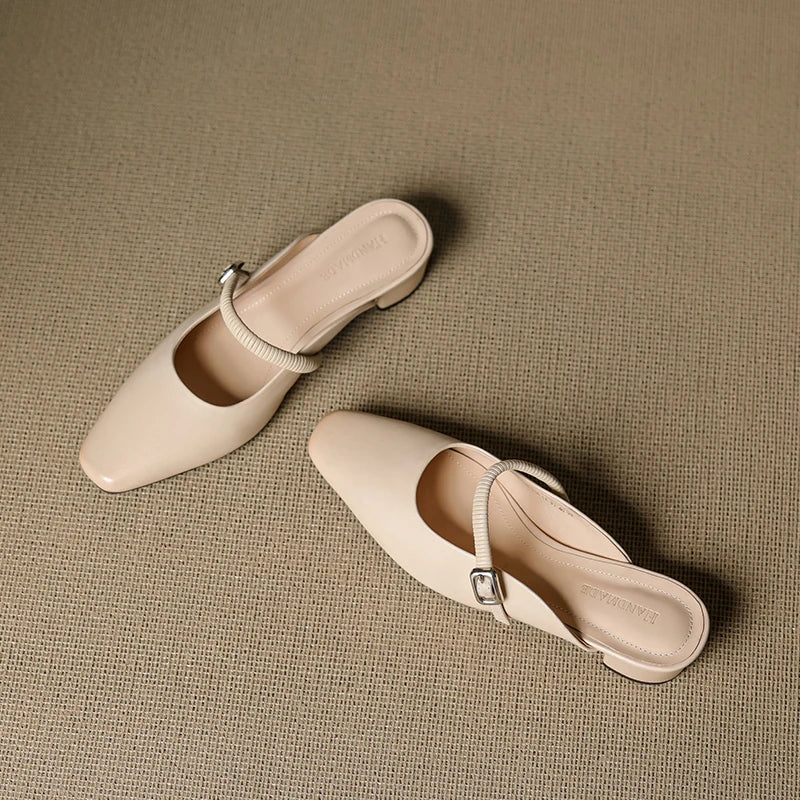 Square Toe Ankle Strap Block Heel Mary Jane Pumps