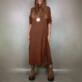 Knit High Neck Long Sleeve High Split Maxi Two Piece Set 5