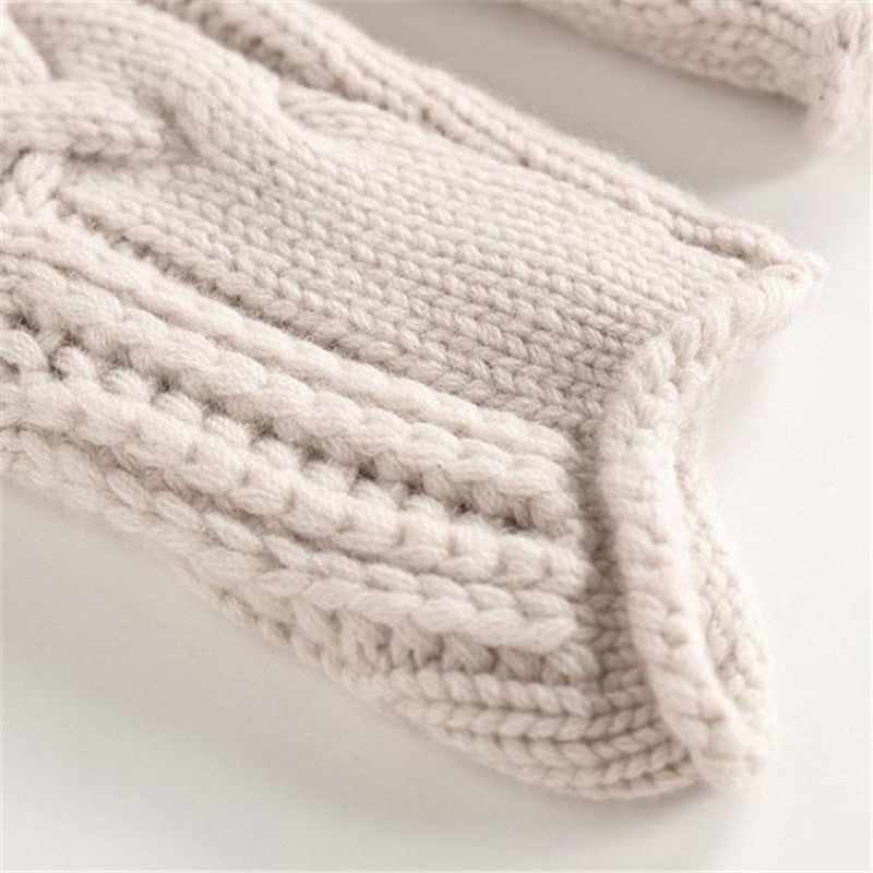 Turtleneck Cable Knit Pointelle Oversized Sweater