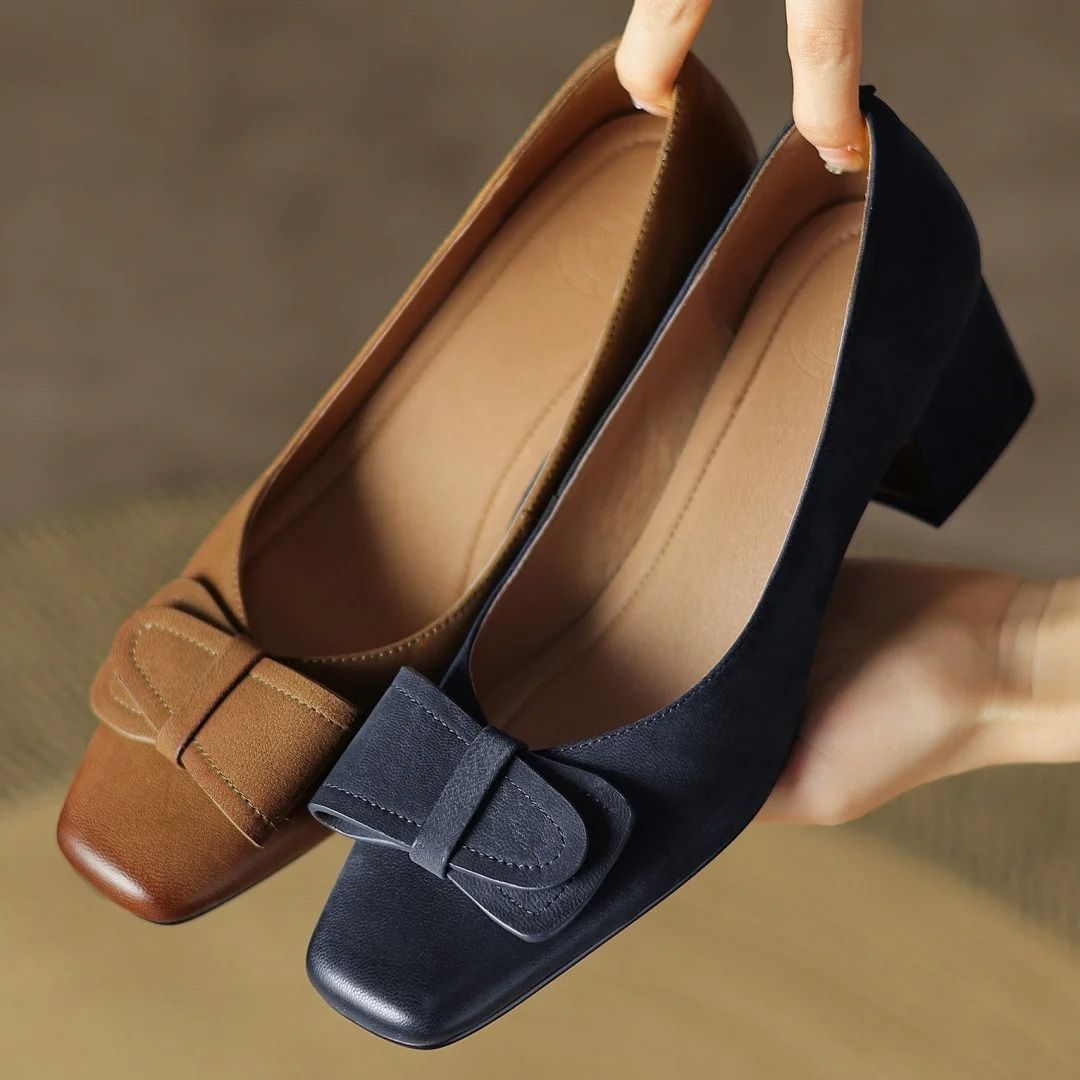 Square Toe Bow Slip On Ballet Flats