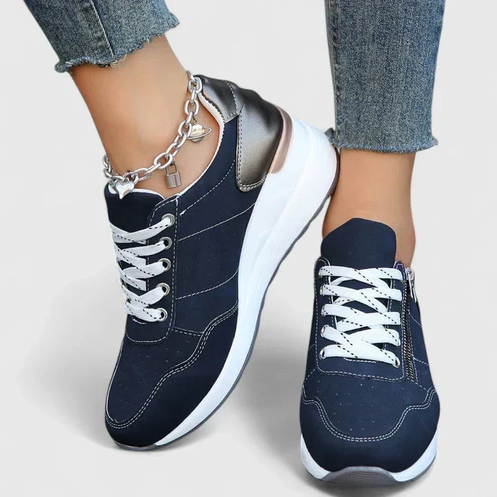 Lace Up Side Zip Wedge Platform Sneakers