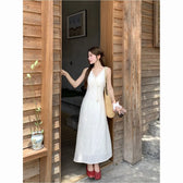 Eyelet V-Neck Lace Trim Slip Midi Dress Summer 13