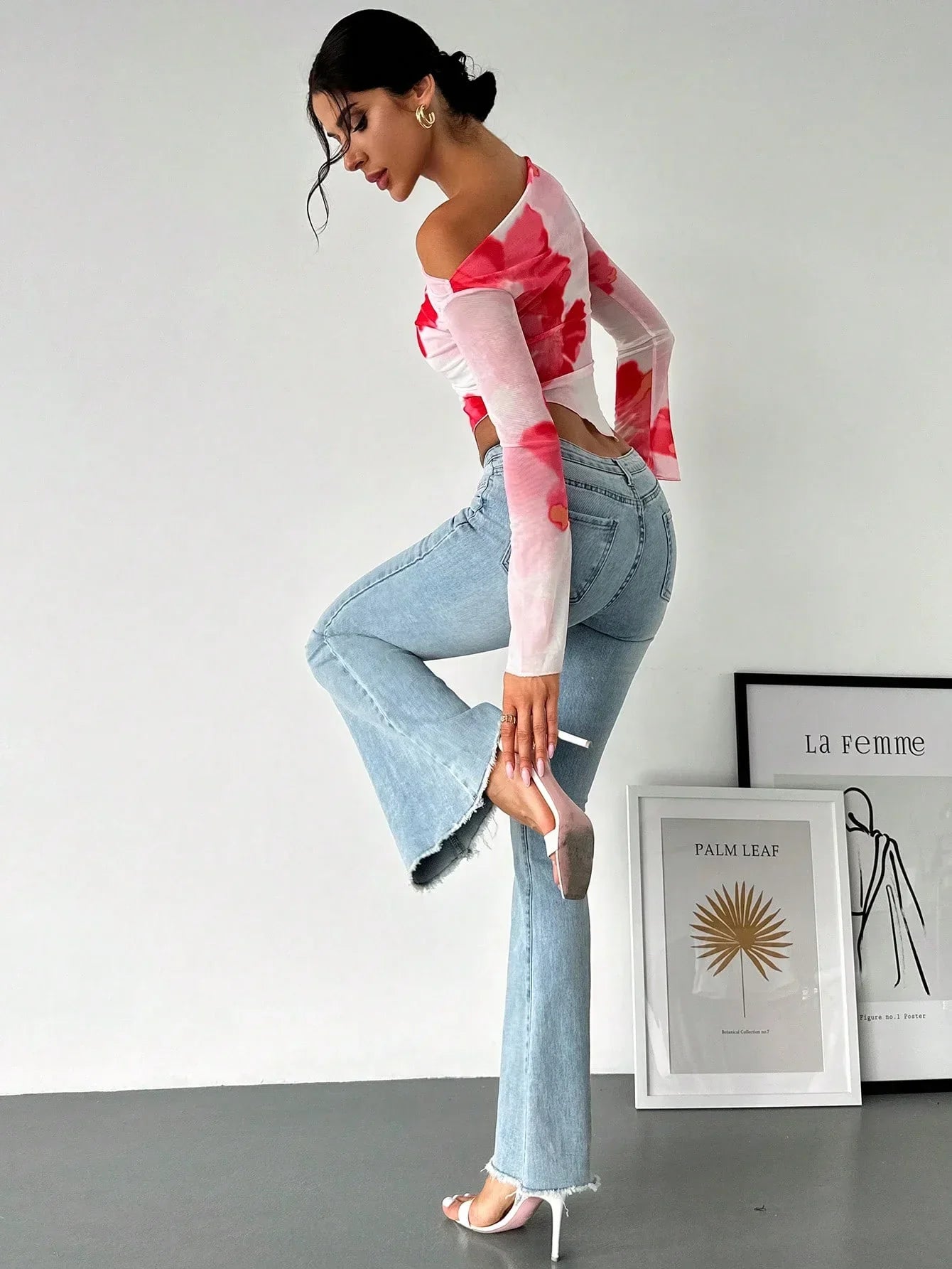 Oblique TieDye Long Sleeve Sheer Top