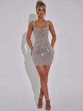 Glitter Square Collar Backless Party Dress 6