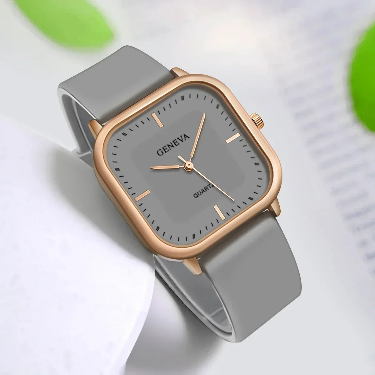 Square Dial Silicone Strap Watch