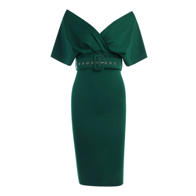 OffShoulder Elegant Party Ladies Vintage Evening Formal Midi Dress