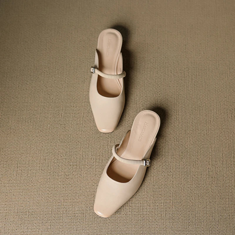 Square Toe Ankle Strap Block Heel Mary Jane Pumps