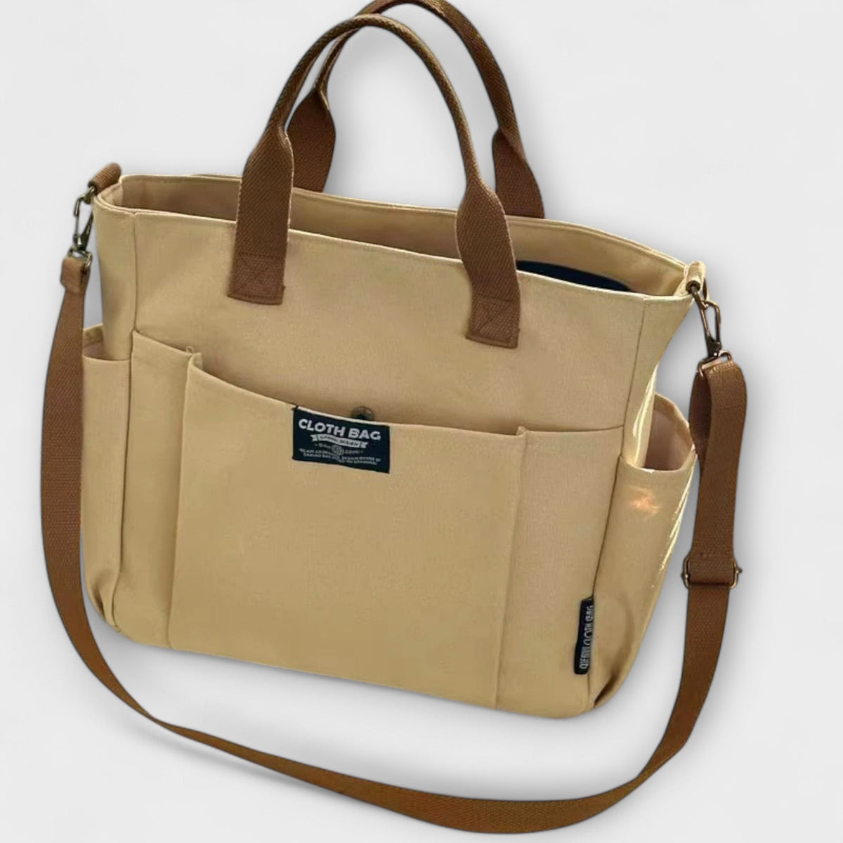 Multi Pocket Canvas Tote Crossbody Bag