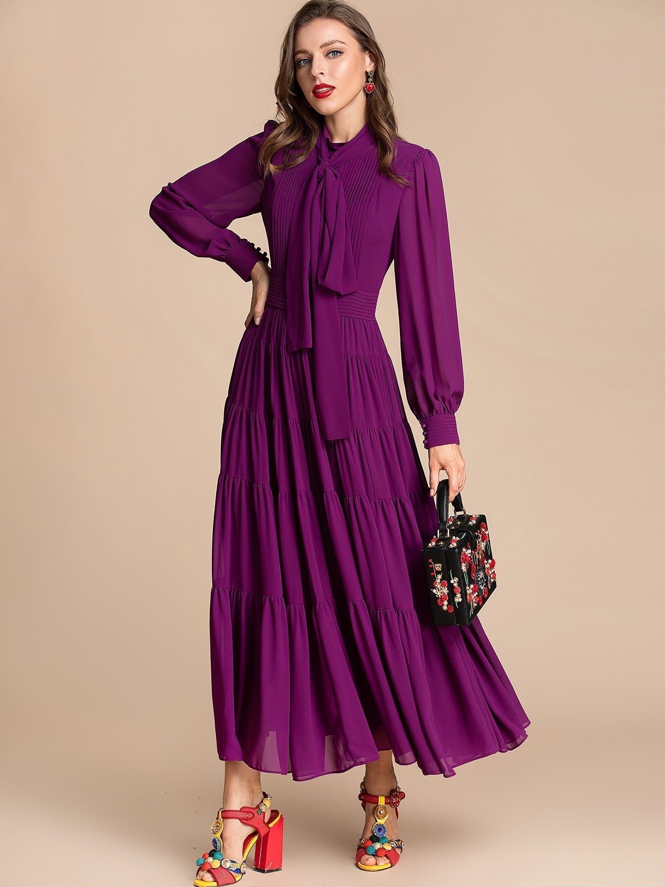 Novella Elegant Maxi Dress Purple / S