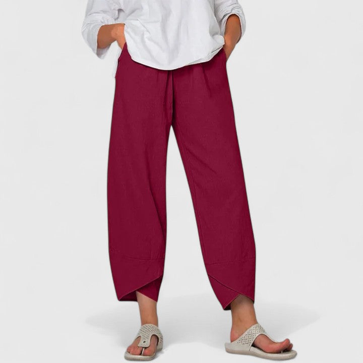 High Waist Relaxed Wide Leg Tulip Hem Pants