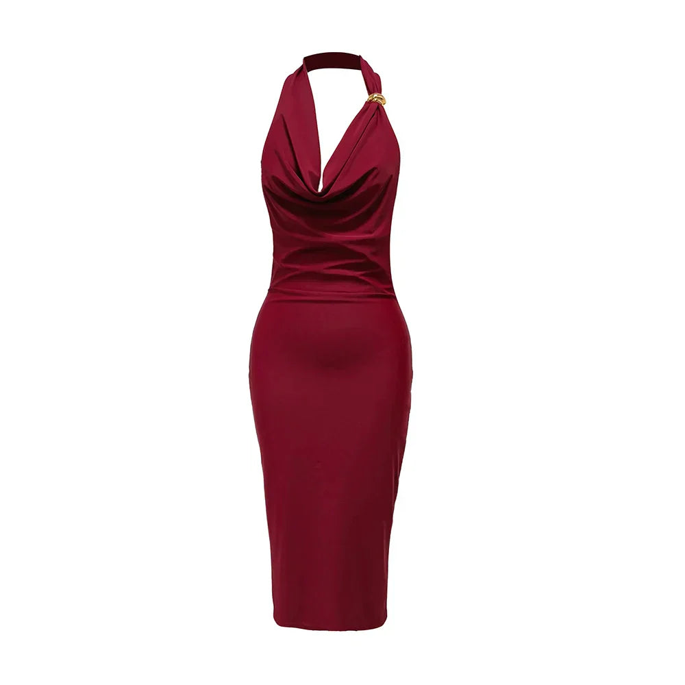 MAIA MIDI DRESS Claret