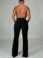 Velvet Velour Flared Bell Bottoms High Waist Pants