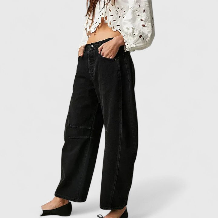 High Waist Faded Barrel Leg Jeans