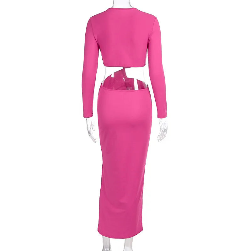 Long - Sleeved Irregular Bodycon Dress